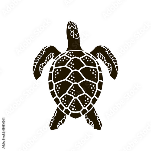 black sea turtle icon isolated on white background