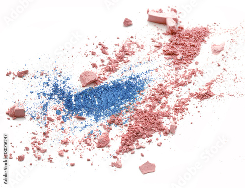 Pink and blue crushed cosmetic powder