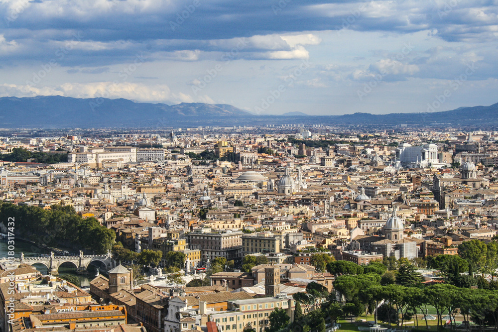 Rome, Italy. Aerial view of the city seen from Vatican