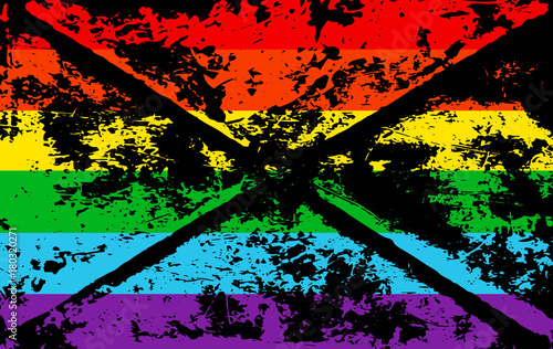 Striped rainbow texture gay memory pride flag lgbt community. Vector symbol gay-pride. Symbol grunge-design style design element for flyers banners or t-shirts.