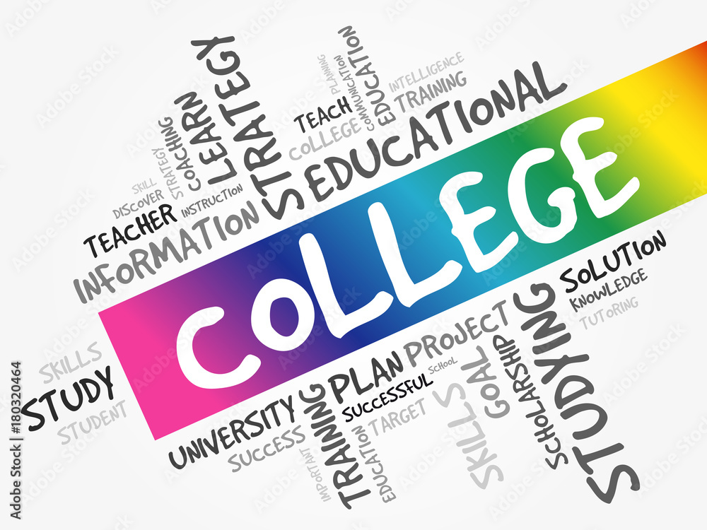 COLLEGE word cloud collage, education concept background Stock Vector ...