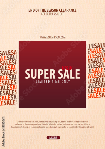 Sale poster or Flyer design. Discount background for the online store, shop, promotional leaflet, poster, banner. Vector illustration.