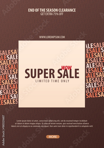 Sale poster or Flyer design. Discount background for the online store, shop, promotional leaflet, poster, banner. Vector illustration.