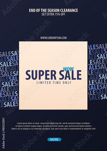 Sale poster or Flyer design. Discount background for the online store, shop, promotional leaflet, poster, banner. Vector illustration.