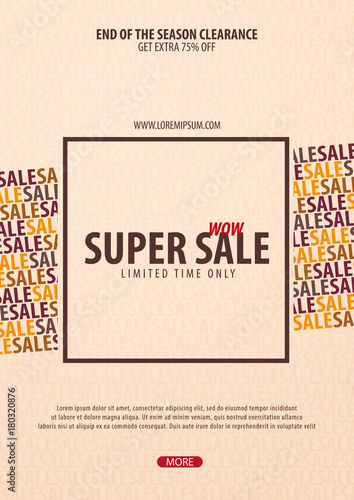 Sale poster or Flyer design. Discount background for the online store, shop, promotional leaflet, poster, banner. Vector illustration.