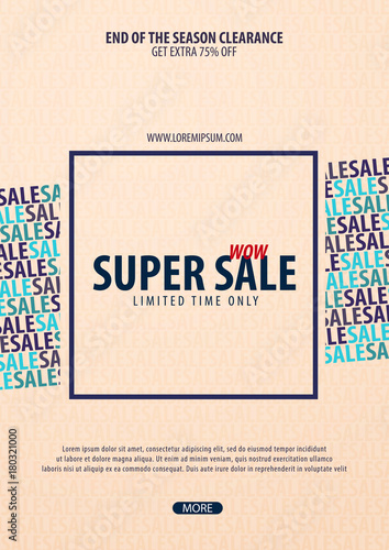 Sale poster or Flyer design. Discount background for the online store, shop, promotional leaflet, poster, banner. Vector illustration.