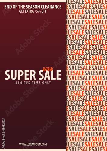 Sale poster or Flyer design. Discount background for the online store, shop, promotional leaflet, poster, banner. Vector illustration.