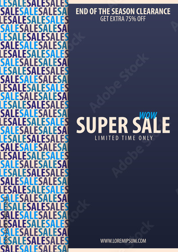 Sale poster or Flyer design. Discount background for the online store, shop, promotional leaflet, poster, banner. Vector illustration.