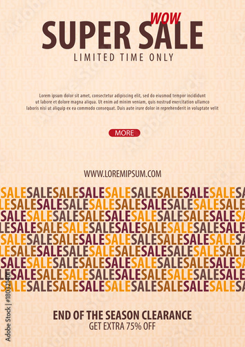 Sale poster or Flyer design. Discount background for the online store, shop, promotional leaflet, poster, banner. Vector illustration.