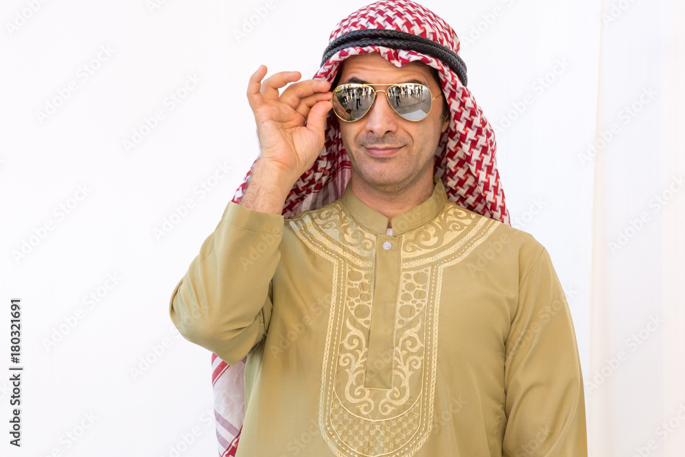 Portrait of Arab businessman isolated background with clipping path.