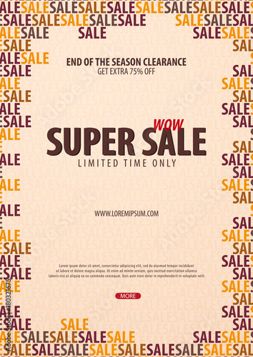 Sale poster or Flyer design. Discount background for the online store, shop, promotional leaflet, poster, banner. Vector illustration.