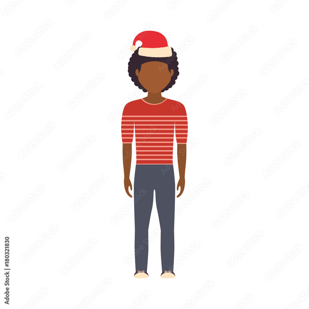 man standing with christmas hat icon over white background vector illustration man standing with christmas hat icon over white background vector illustration