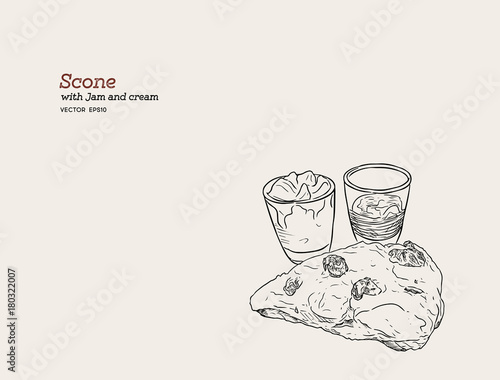 scone with cream and jam vector. photo