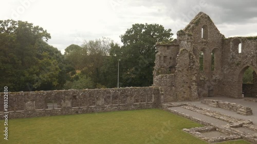 Ruined cloister of Jerpoint cistercian abbey in Ireland, panorama
 photo