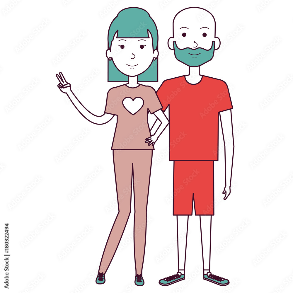 lovers couple avatars characters vector illustration design