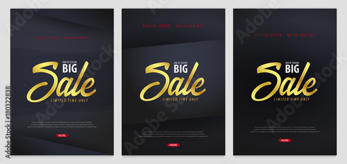Set of Sale posters or Flyers design. Discount background for the online store, shop, promotional leaflet, poster, banner. Vector illustration.