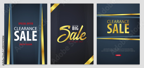 Set of Sale posters or Flyers design. Discount background for the online store, shop, promotional leaflet, poster, banner. Vector illustration.