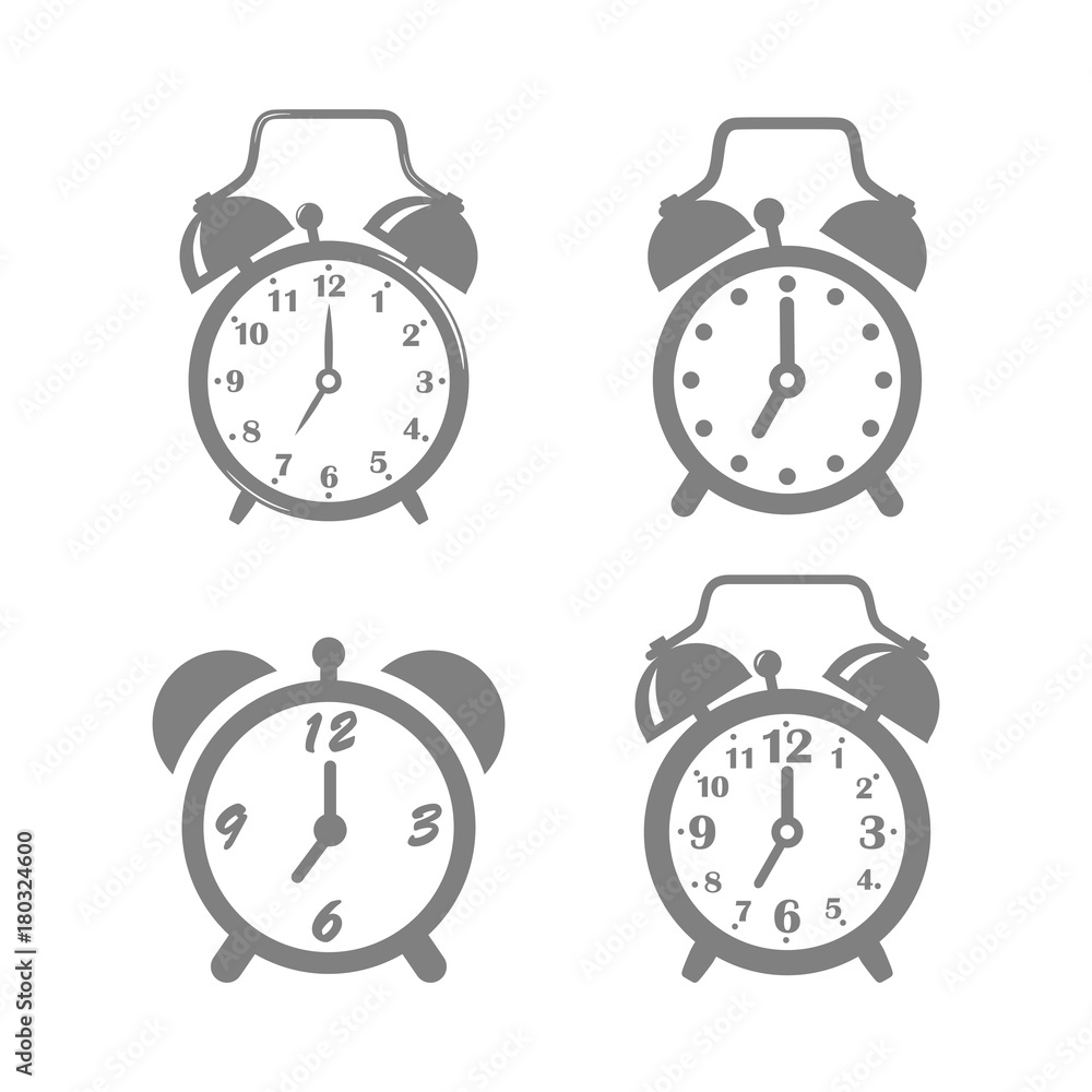 Alarm clock vector icons on white background Alarm clock vector icons on white background