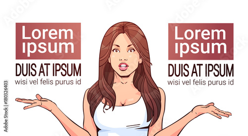 Confused Woman Portrait Over Background With Copy Space Shocked Attractive Female Vector Illustration