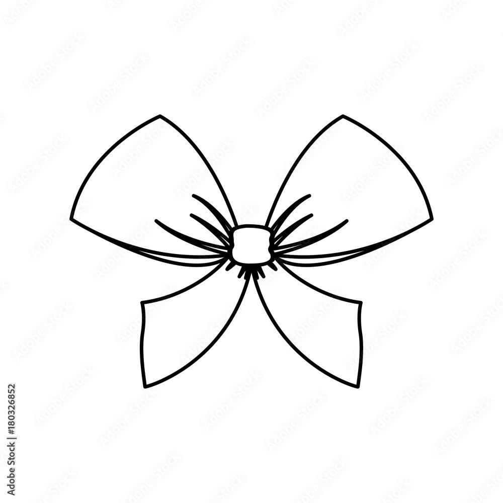 flat line uncolored christmas bow over white background vector illustration flat line uncolored christmas bow over white background vector illustration