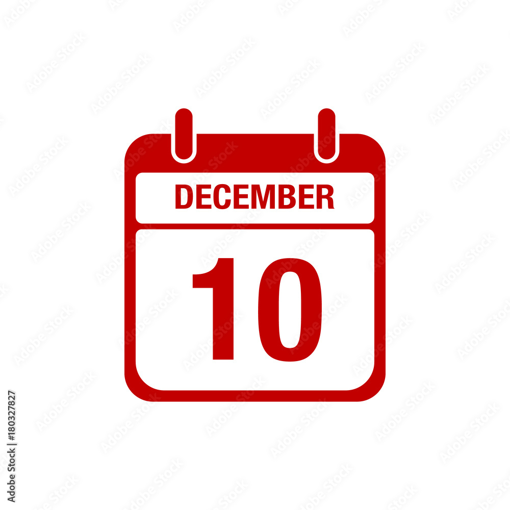 10 december calendar red icon 10 december calendar red icon