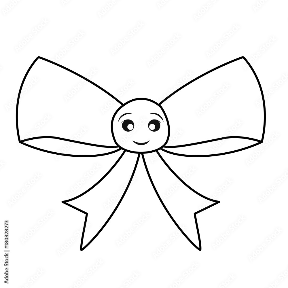 flat line uncolored christmas bow over white background vector illustration flat line uncolored christmas bow over white background vector illustration