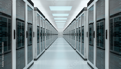 Server room data center interior 3D rendering © sdecoret