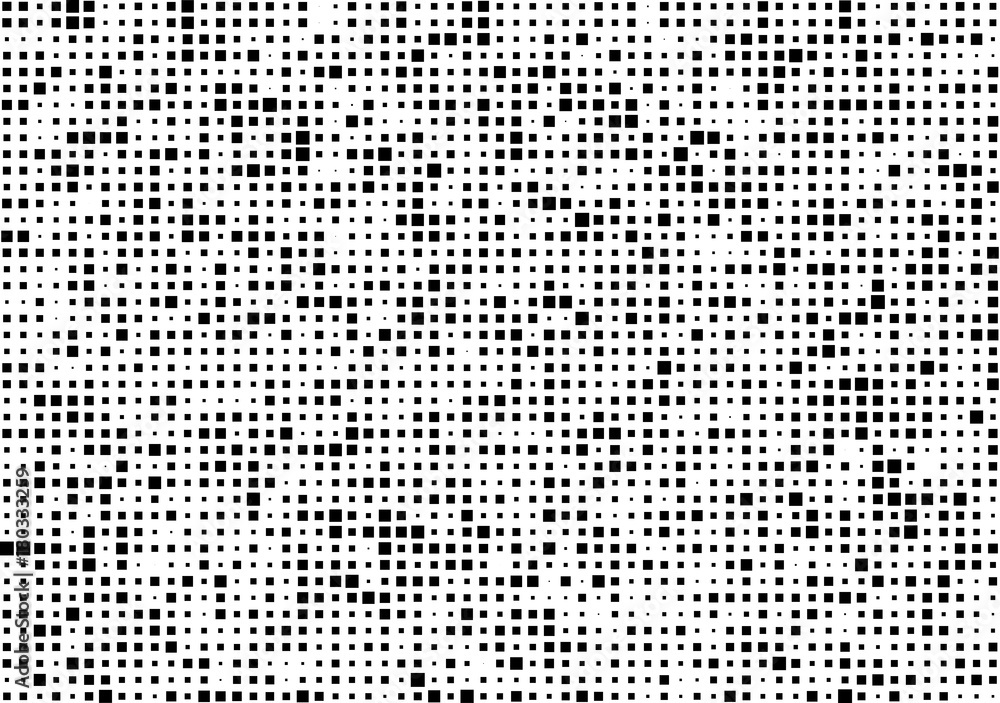 Dark Pixels texture. Pixel Abstract Mosaic Gradient Design Background. Monochromatic Abstract Background Isolated on white. Vector Illustration.