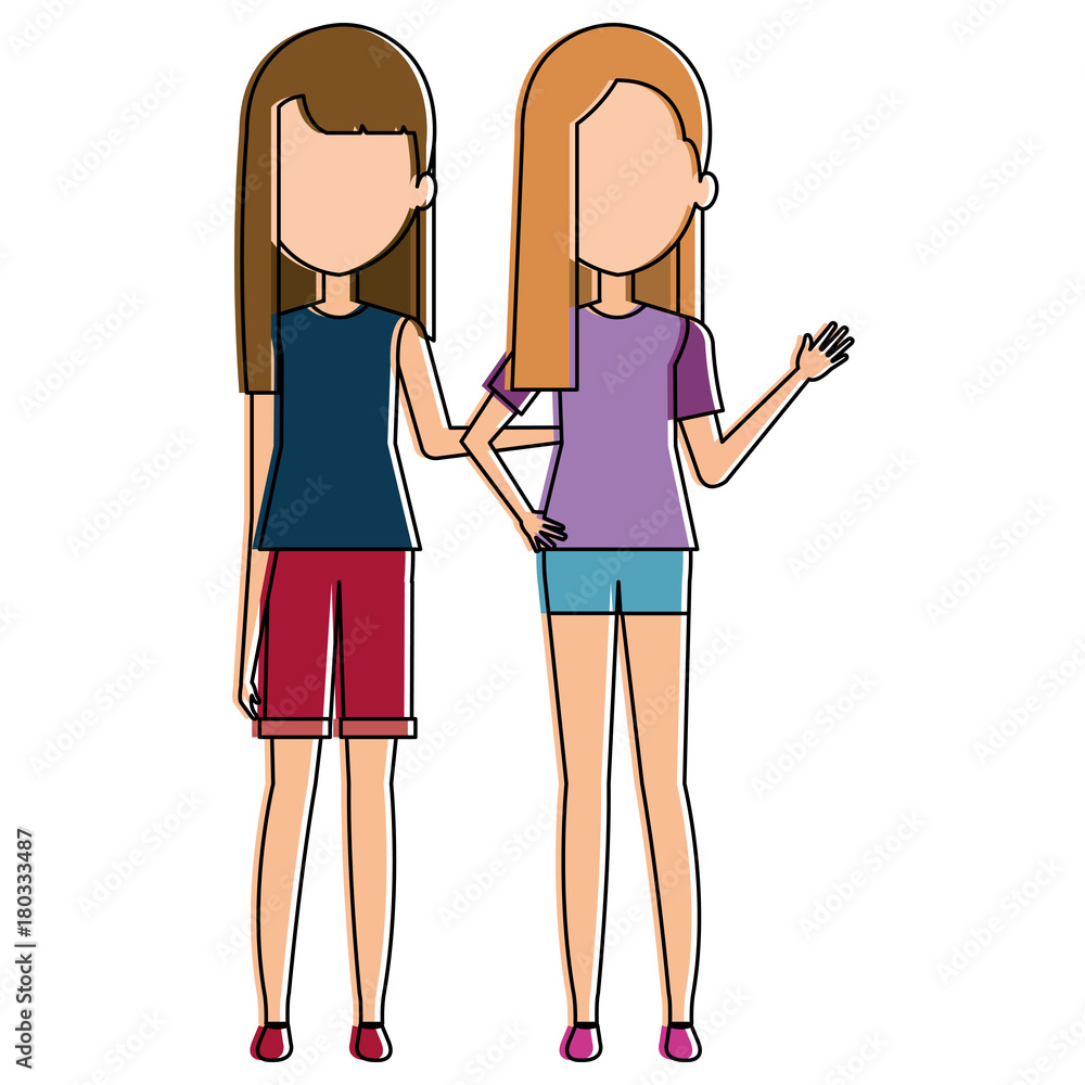 couple of female friends avatars vector illustration design couple of female friends avatars vector illustration design