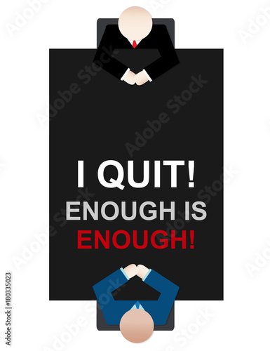 Exhausted employee giving notice to his abusive boss about his resignation in a modern company
