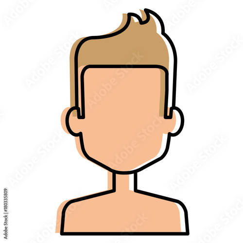 young man shirtless avatar character vector illustration design