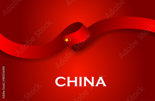 China luxury style flag ribbon classic style. Vector Illustration