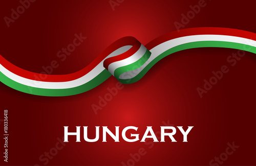 Hungary luxury style flag ribbon classic style. Vector Illustration