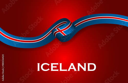 Iceland luxury style flag ribbon classic style. Vector Illustration