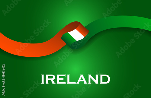 Ireland luxury style flag ribbon classic style. Vector Illustration