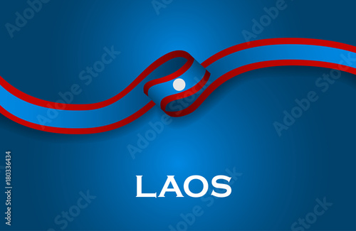 Laos luxury style flag ribbon classic style. Vector Illustration