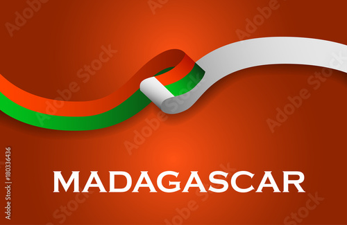 Madagascar luxury style flag ribbon classic style. Vector Illustration