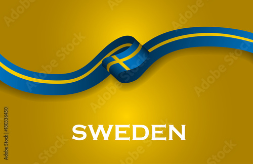 Sweden luxury style flag ribbon classic style. Vector Illustration