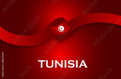 Tunisia luxury style flag ribbon classic style. Vector Illustration