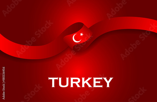 Turkey luxury style flag ribbon classic style. Vector Illustration