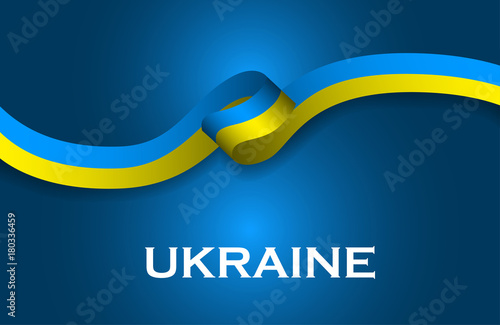 Ukraine luxury style flag ribbon classic style. Vector Illustration