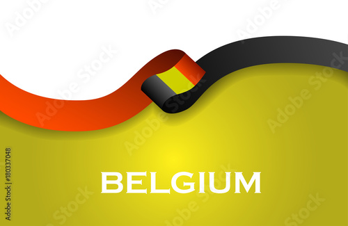Belgium sport style flag ribbon classic style. Vector Illustration