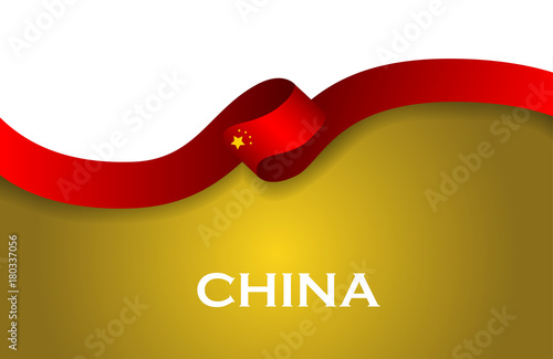 China sport style flag ribbon classic style. Vector Illustration