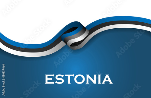 Estonia sport style flag ribbon classic style. Vector Illustration