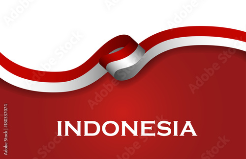 Indonesia sport style flag ribbon classic style. Vector Illustration