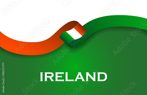Ireland sport style flag ribbon classic style. Vector Illustration