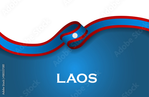 Laos sport style flag ribbon classic style. Vector Illustration