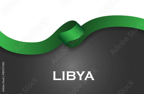Libya sport style flag ribbon classic style. Vector Illustration