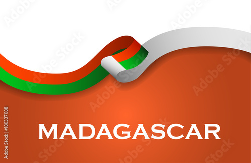 Madagascar sport style flag ribbon classic style. Vector Illustration