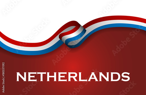 Netherlands sport style flag ribbon classic style. Vector Illustration